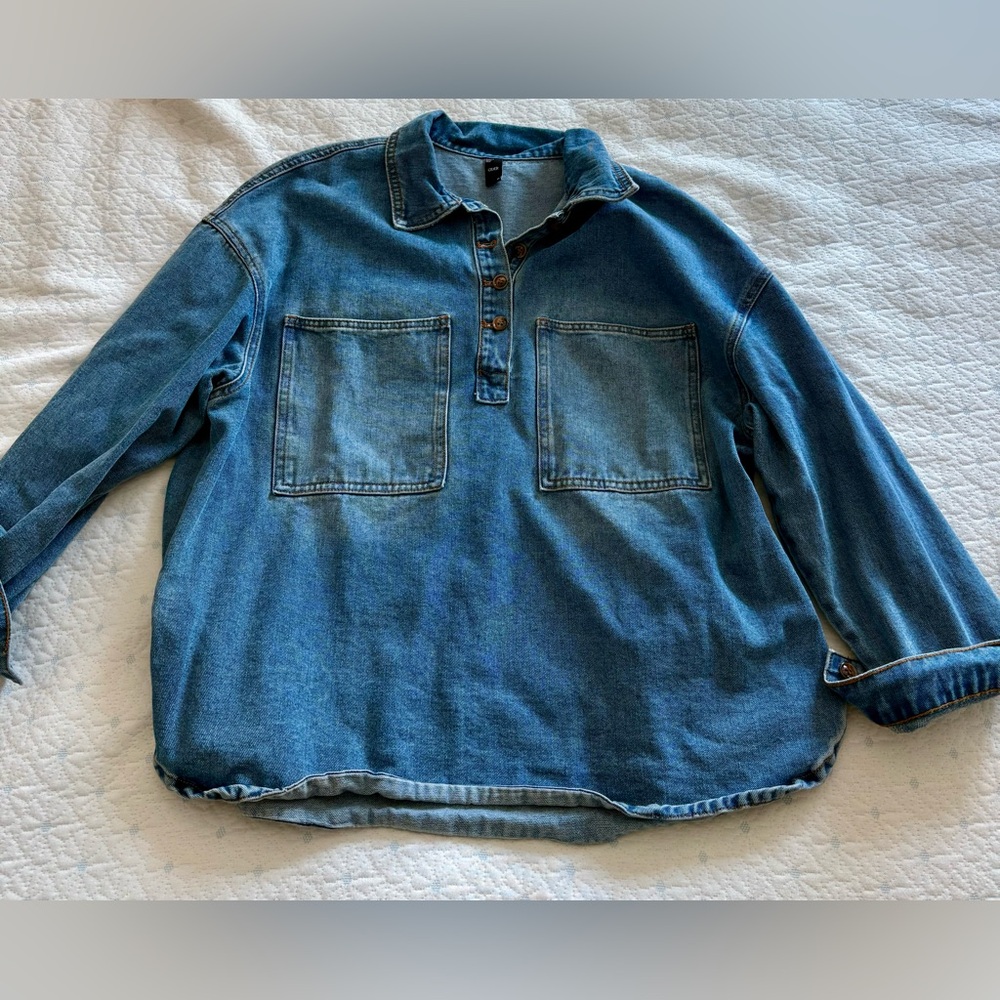 Cider Light Blue Oversized Denim Shirt